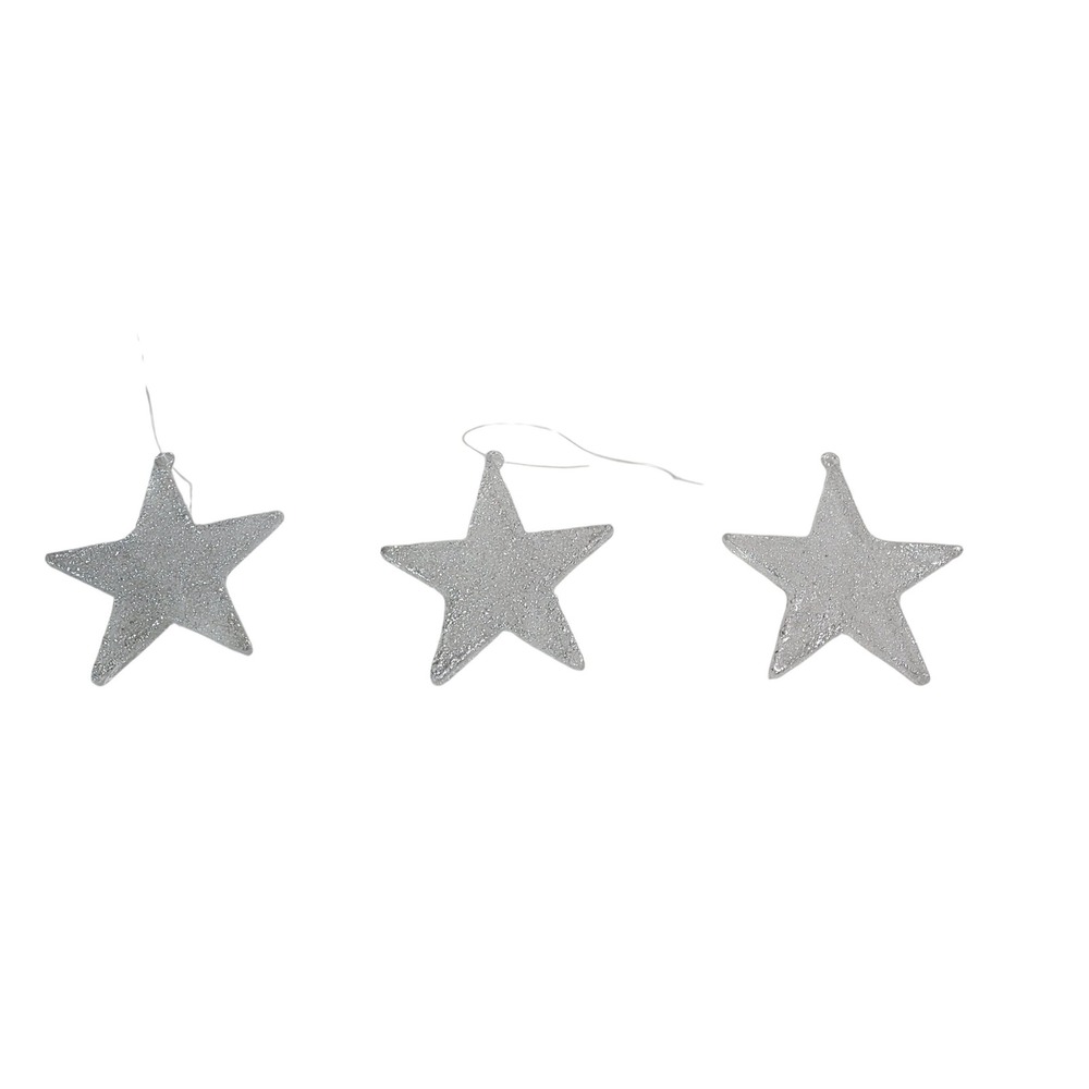 Unbranded Star Ornaments Unisex OS Silver Excellent Glitter Set of 3 Hanging